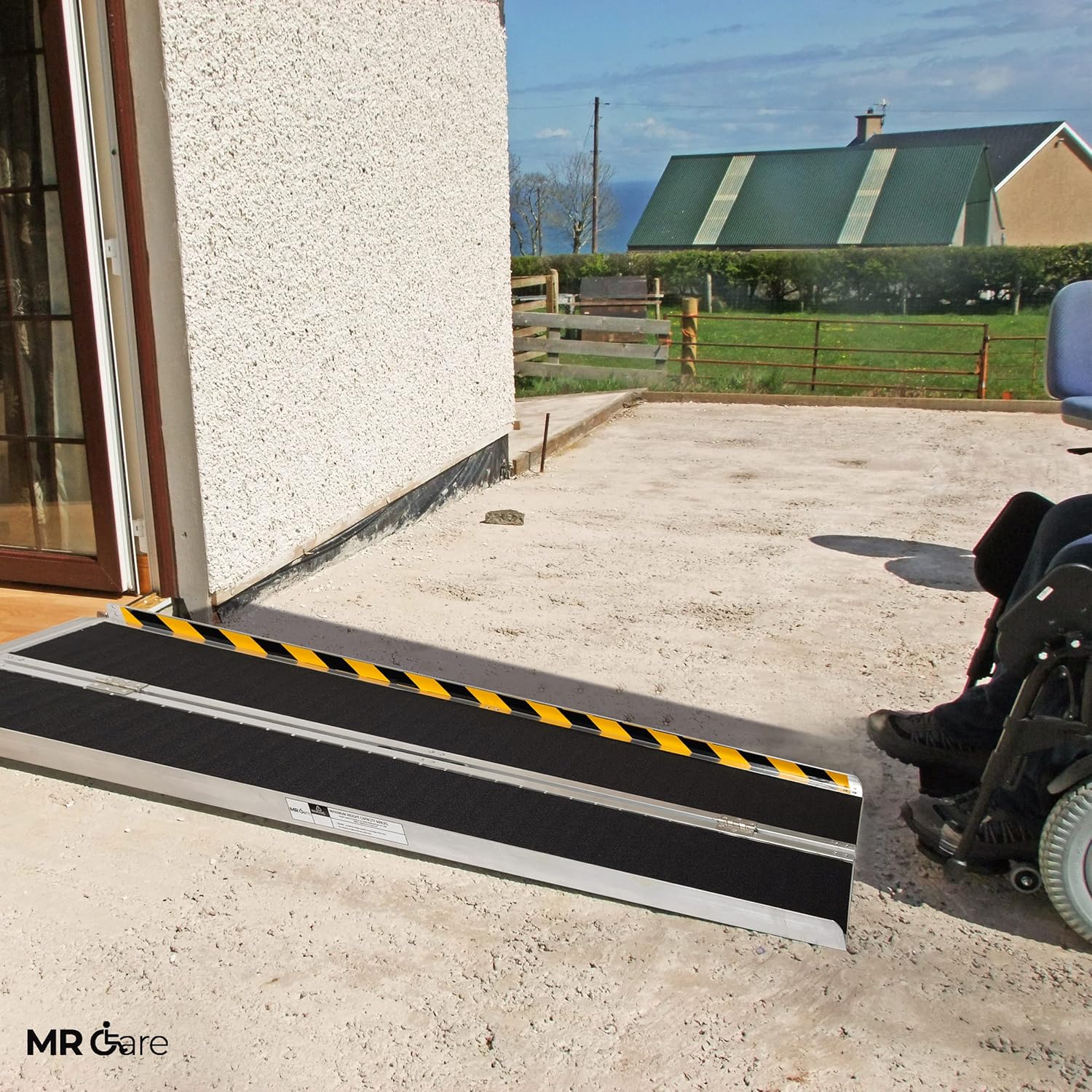 MR CARE Portable Wheelchair Ramp | Lightweight Foldable Ramps for Wheelchairs with Handle | Featuring Unique Yellow Reflective Caution Stickers | Perfect Wheel Chair Ramp for Home Steps (2FT)
