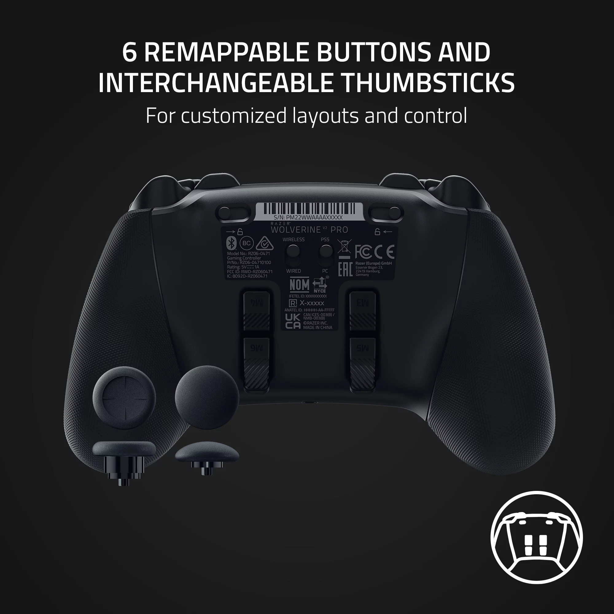 Razer Wolverine V2 Pro Wireless Gaming Controller for PlayStation 5 / PS5, Mecha-Tactile Buttons, Chroma RGB, Black
