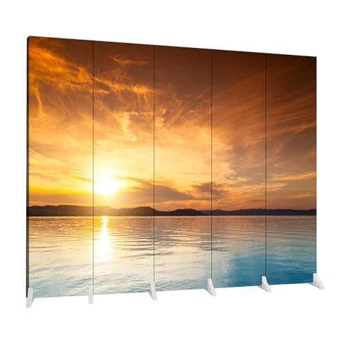 5 Panels Screen Room Divider Fort Loudon Lake Tiny House Canvas Screen Indoor Folding Separator Freestanding Protective Wall Divider Privacy Partition
