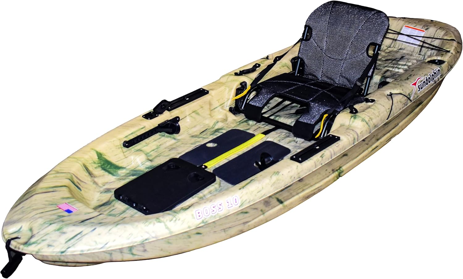Boss 10 SS Fishing Kayak - Sit On Top Fishing Kayak - One Person Angler Kayak - 3 Fishing Rod Holders - Fishing Gear Tracks - Includes Paddle - 10 ft - Grass