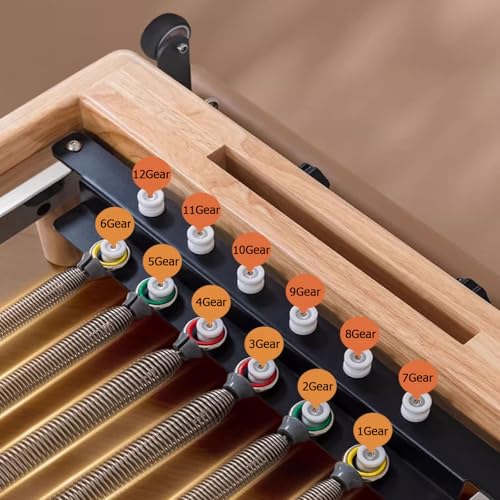 Pilates Bed Exercise Strength Training Foldable Reformer Equipment for Studio Home Gym Yoga Workout Mute Pilates Chair，coffee color…