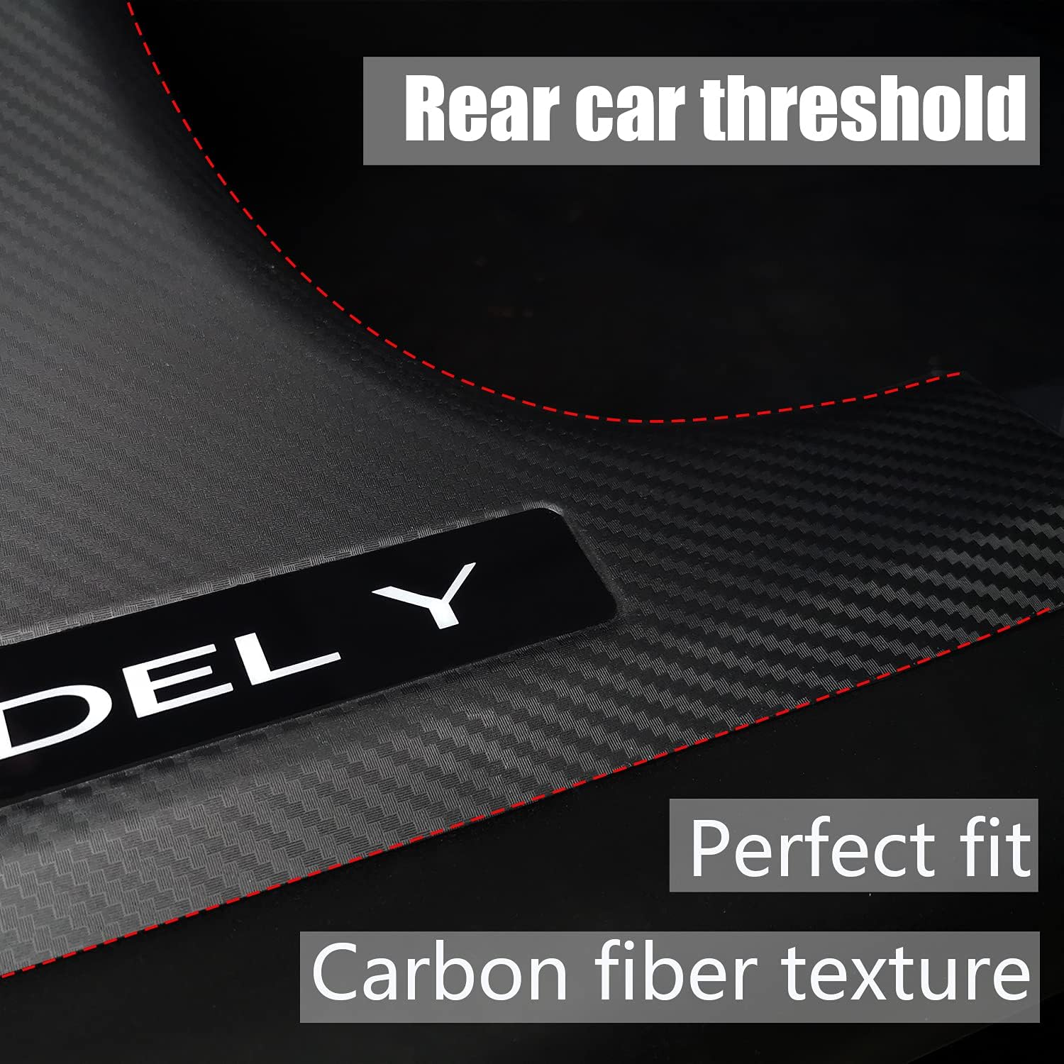 KIKIMO Tesla Model Y Door Sill Protector -Matte Carbon Fiber ABS Door Car Pedal Kick Protection-Tesla Model Y Accessories-Sill Scuff Plate Guard Set Included Front Rear Door Sill