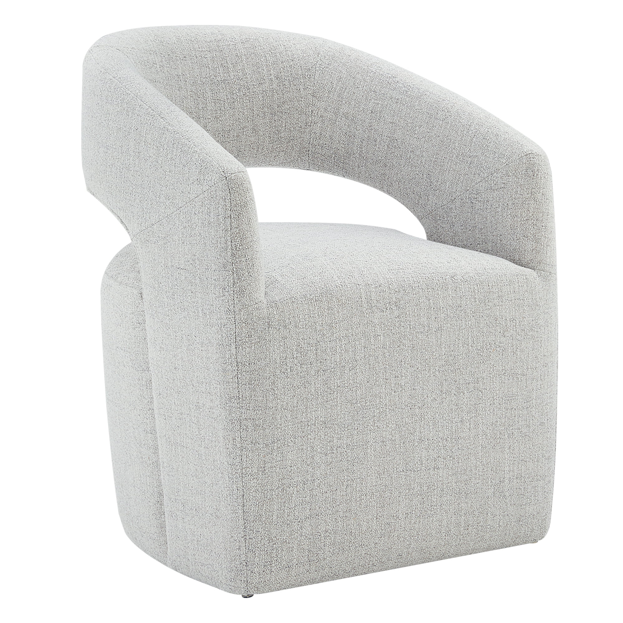 CHITA Modern Dining Chair with Caster Wheels & Open Back, Upholstered Dining Room Chairs, Fabric in Cloud