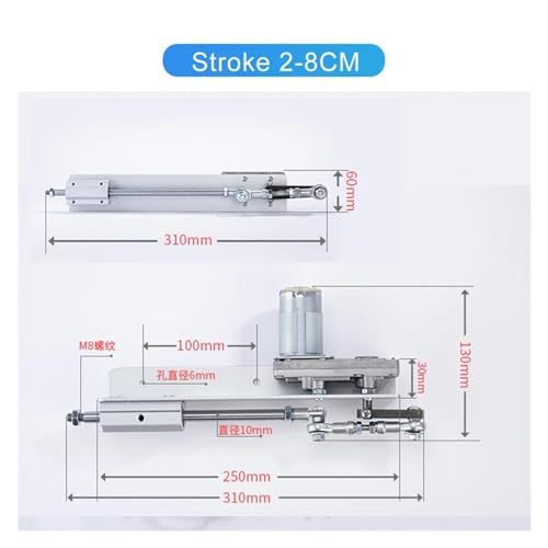 GERRIT Electric Linear Actuator Reciprocating Cycle Linear DIY Motor DC 12V/24V Linear Actuator Stroke 30-150MM Gear Adjustable Telescopic with Speed Controller