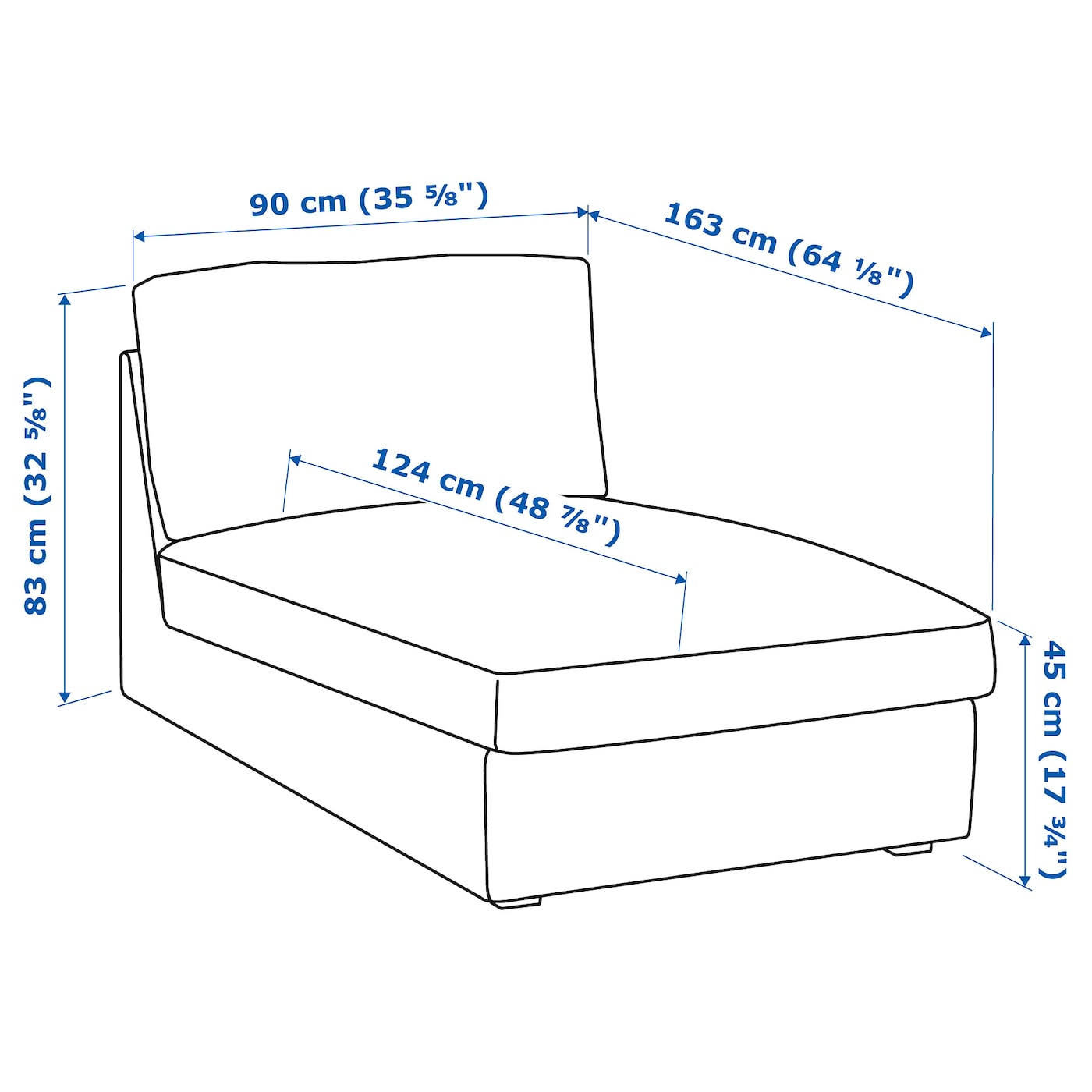 IKEA - Kivik Chaise, Skiftebo Dark Gray, Width: 35 3/8