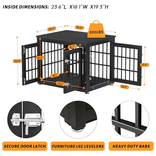 48 Inch Heavy Duty Dog Crate Furniture for Large Dogs, Decorative Pet House End Table, Extra Large Wooden Cage Kennel Furniture Indoor, Natural and White