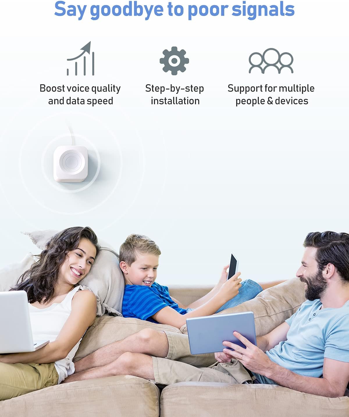 HiBoost Cell Phone Signal Booster for Home, Up to 3,000 Sq. Ft, Boosts 5G/4G LTE, All US Carriers - Verizon, AT&T, T-Mobile, Sprint & More, FCC Approved