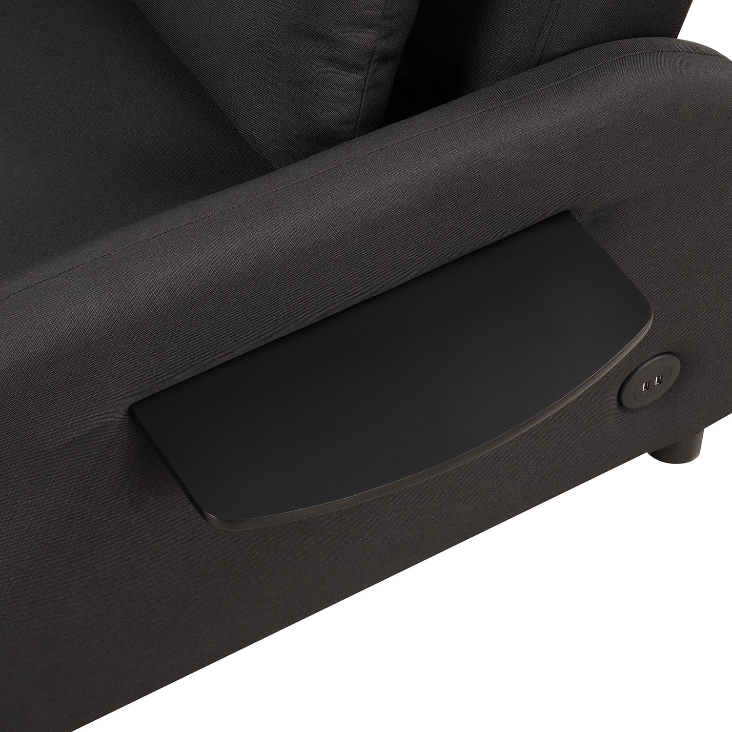Churanty Sofa Bed Chair 3 in 1 Convertible Lounger Sleeper Single Recliner for Small Space with Adjustable Backrest,2 Wing Table Side Pocket and USB Charge,Black