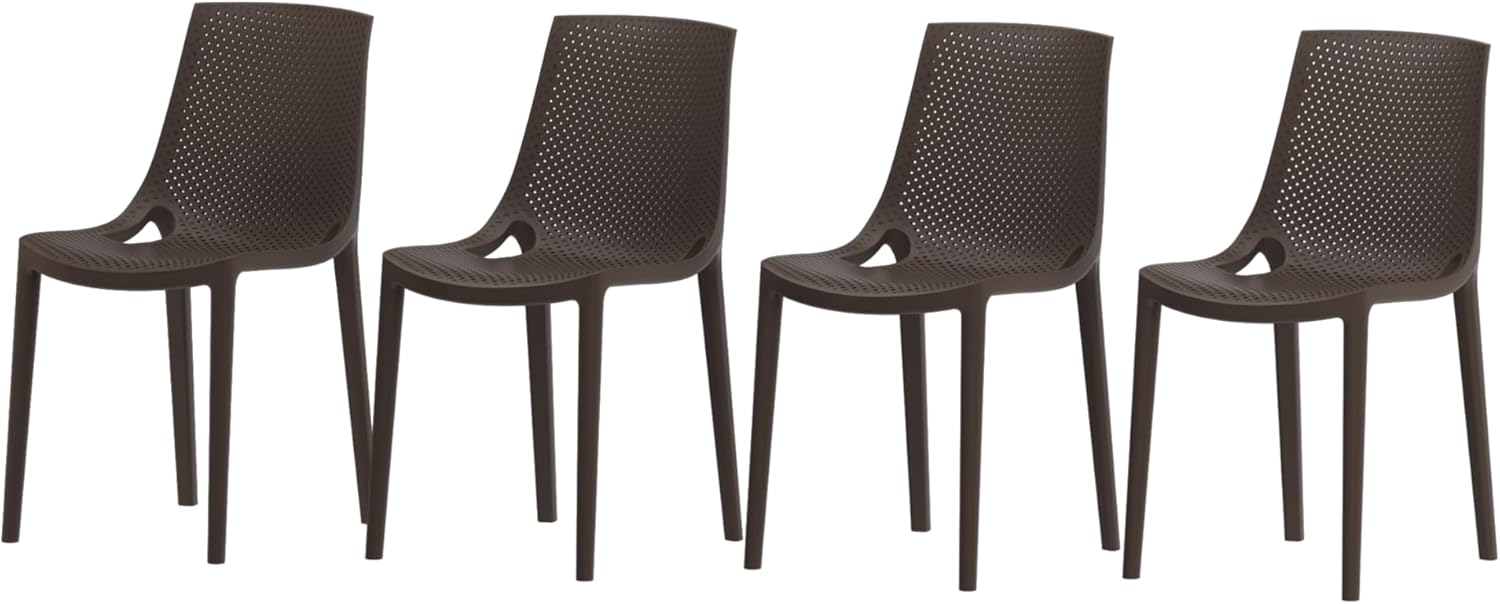 Amazonia Biscayne Deluxe 9 Piece Patio Dining Set |Teak Table and Brown Resin Chairs| Durable and Ideal for Outdoors