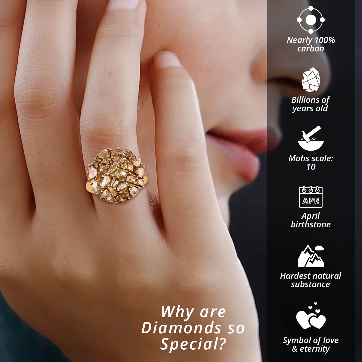Shop LC Champagne Diamond Mix 925 Sterling Silver 14K Yellow Gold Plated Cluster Ring for Women Jewelry Gifts for Women Size 8 Ct 3 Wedding Engagement Promise Anniversary Birthday Gifts for Women