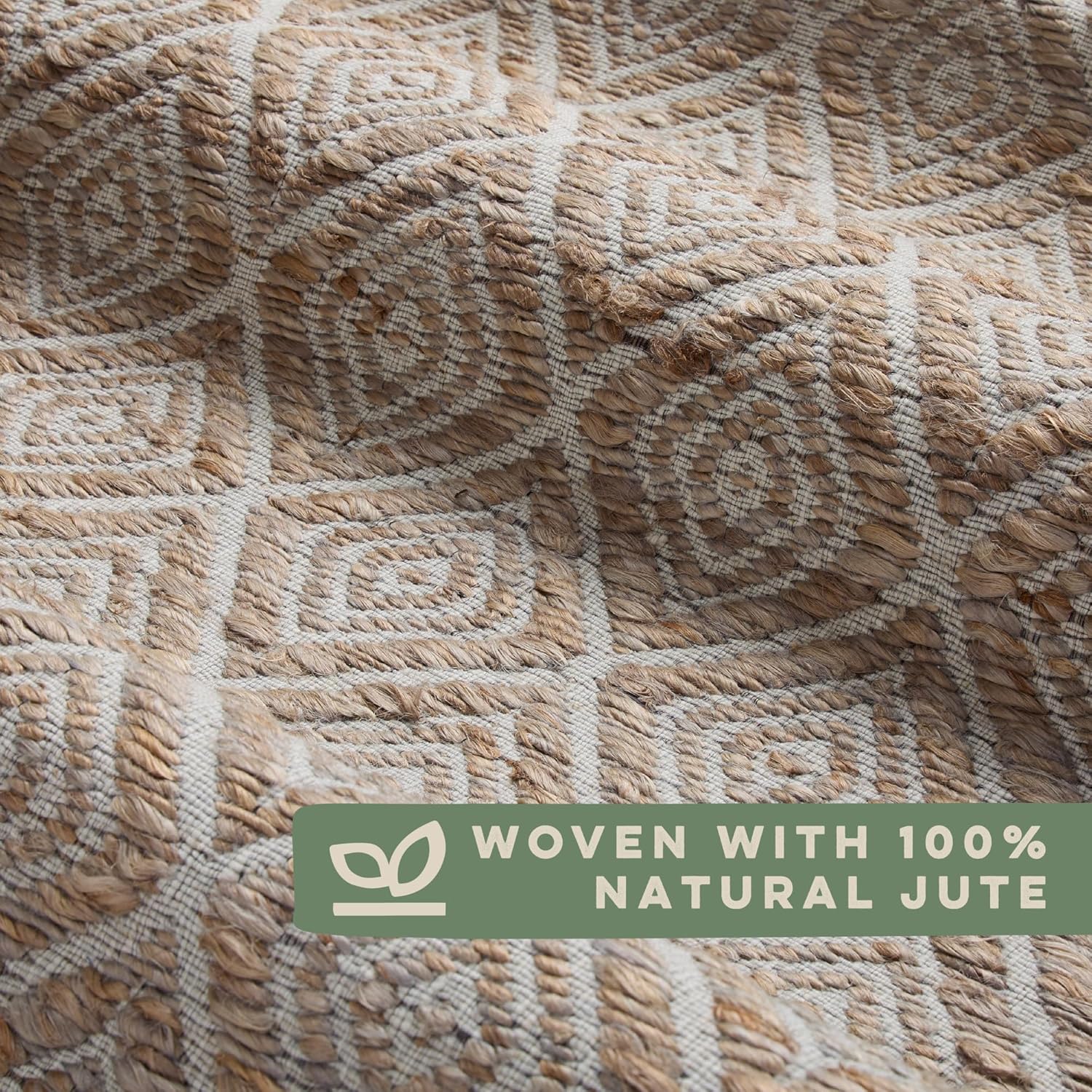 TOWN & COUNTRY TERRA Nalani Textured Diamond Hand-Knotted Flatwoven 100% Natural Jute Area Rug, Brown, 6'x9'