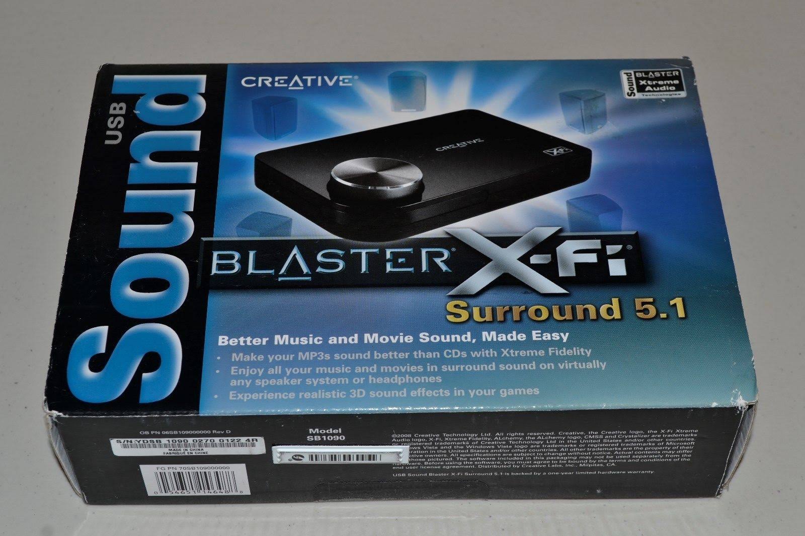 Creative Sound Blaster X-Fi Surround 5.1 USB Sound Card with Creative Software - 5.1 Channel