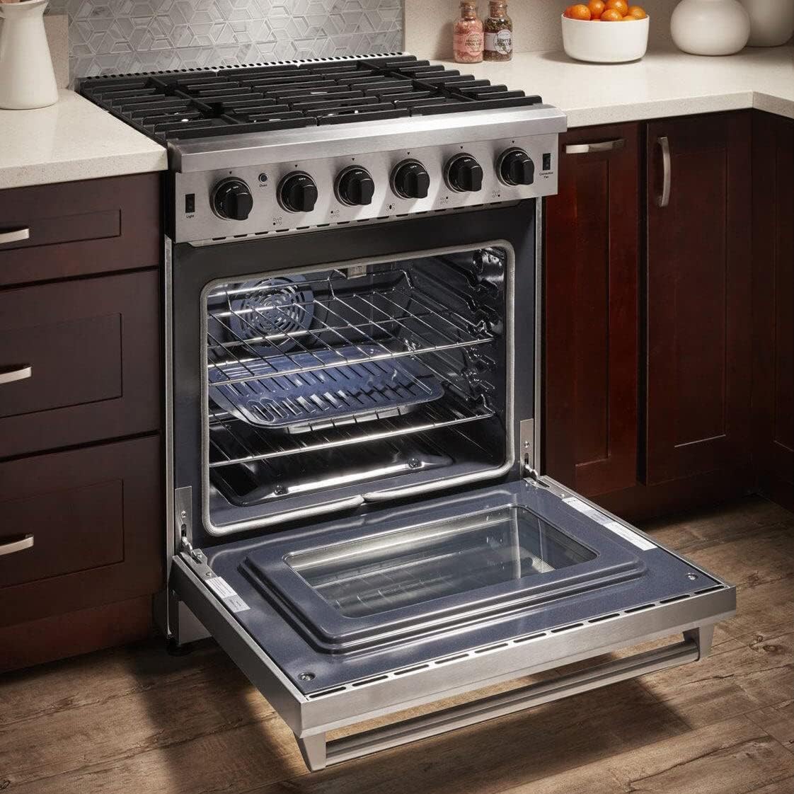 Thor Kitchen 30 in. 4.55 Cu. Ft. Freestanding Gas Range with 5 Burners, Continuous Cast Iron Grates, in Stainless Steel, LRG3001U