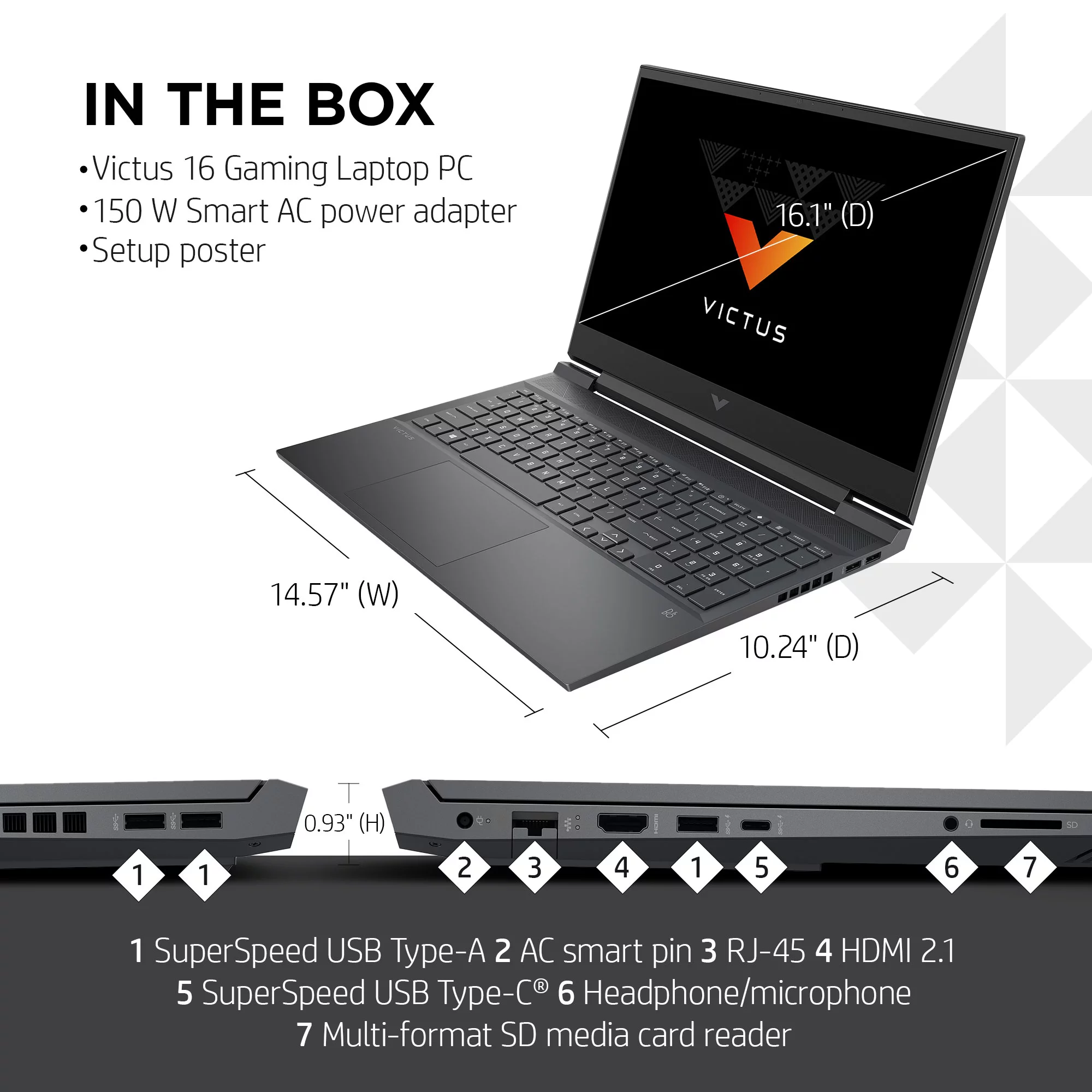 HP Victus 16.1" FHD, AMD Radeon RX 5500M (4GB GDDR6 dedicated), 8GB RAM, 256GB SSD, Mica Silver, Windows 10 Home, 16-e0011wm