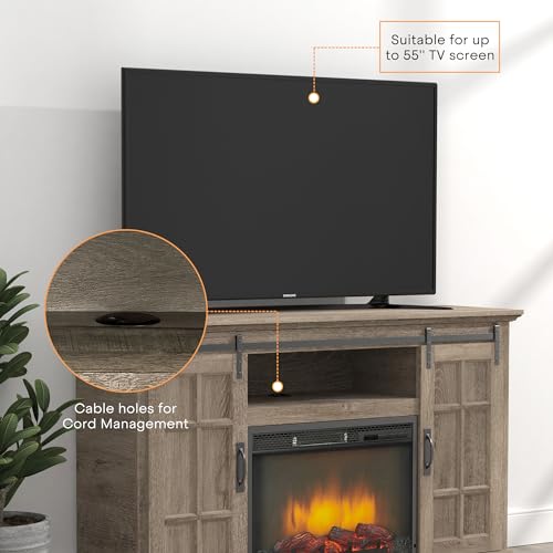 43 Inch Electric Fireplace with Mantel, Tall Fire Place Heater Freestanding with Remote Control Timer LED Flame for Living Room Bedroom, White
