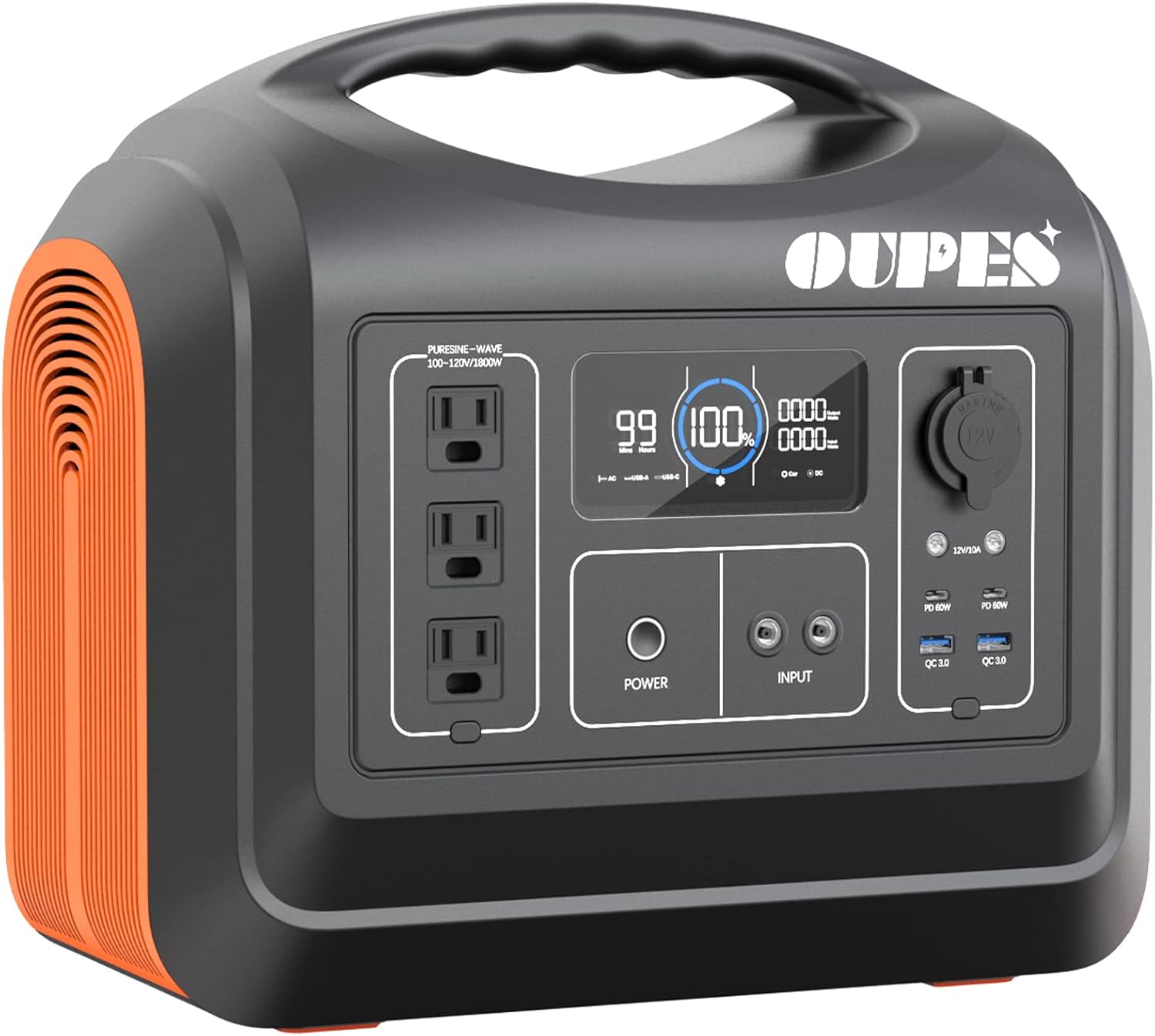 1488Wh/1800W Portable Power Station with 400W Solar Panel Included, LiFePO4 Power Station Battery Pack 3 AC Outlets(4000W Peak), Solar Powered Generator for Outdoor Camping Home Vanlife Off-Grid Emergency