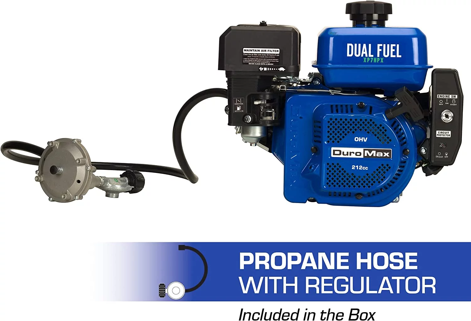 DuroMax XP7HPX 212cc 0.75in. Shaft Recoil Electric Start Horizontal Dual Fuel Engine