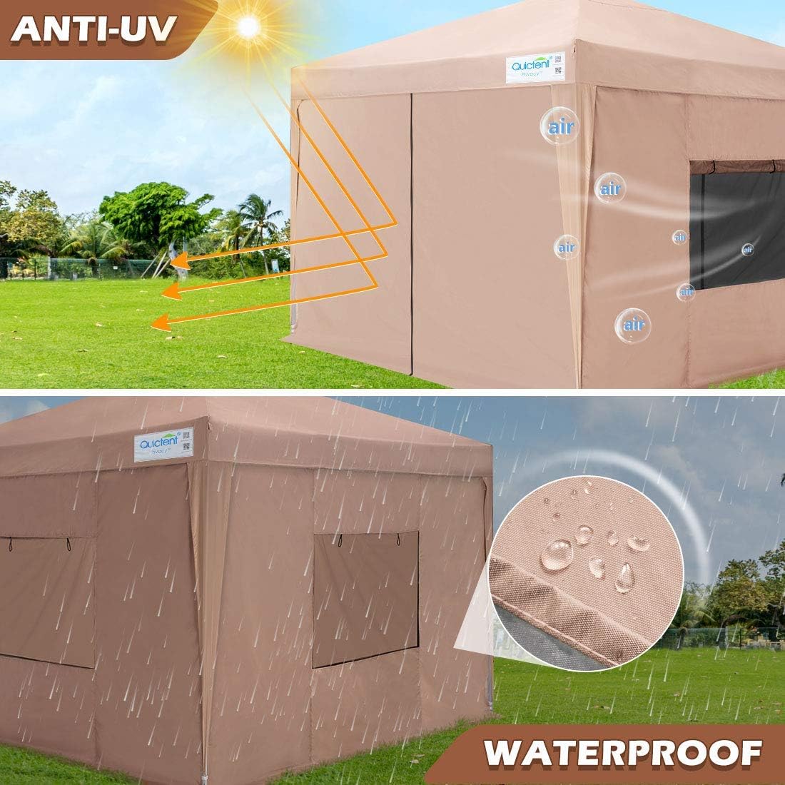 Quictent Upgraded Privacy 8x8 EZ Pop Up Canopy Tent Instant Canopy with 4 Sidewalls, Mesh Windows & Wheeled Bag 100% Waterproof
