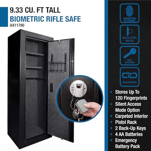 BARSKA Quick and Easy Access Biometric Fingerprint Rifle Shotgun Firearm Long Gun Safe for Home with Optional Silent Mode & Removable Shelf