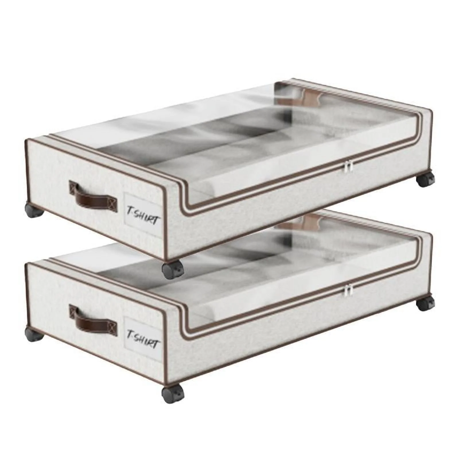DELAMU 2-Pack Underbed Storage Boxes | Silent Wheels | Dustproof ​​Clear Window | Drawer Lightweight Bin | Easy Organizer for Apartments/Dorm/Bedroom