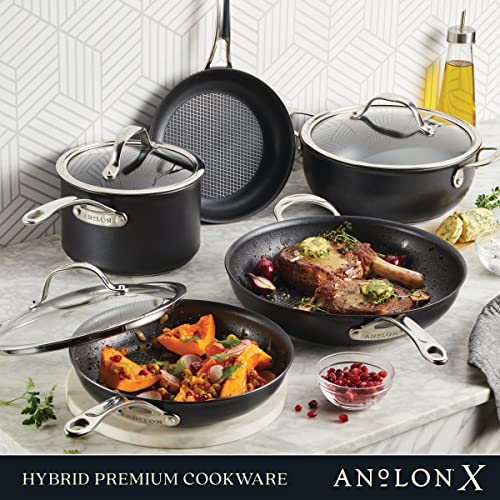 Anolon Anolon X Hybrid Nonstick Nonstick Cookware Induction Pots and Pans Set, 12 Piece - Charcoal Gray
