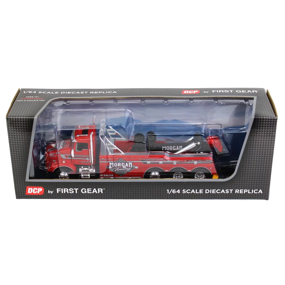 Kenworth T800 Day Cab Tow Truck with Miller Century 9055 Wrecker Red Morgan Towing  Recovery 1/64 Diecast Model by DCP/First Gear