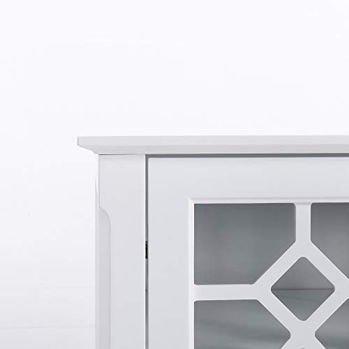 HOMCOM Sideboard Buffet Cabinet, Kitchen Storage Cabinet, Glass Door Accent Cabinet with Adjustable Shelves, White