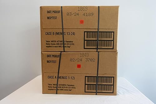 Food Dude 82nd Military MRE Surplus - 2026 Inspection - Meals Ready to Eat Military Meals with Heater Packs - 1250 Calories per MRE Full Meals - A and B Cases 24 COMBO Emergency Food