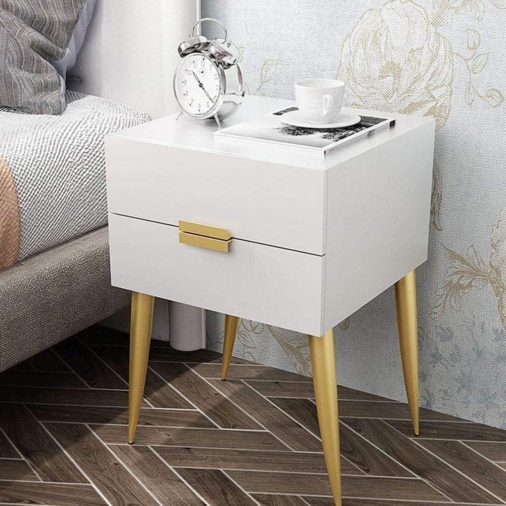 Bedside Table Delicate End Tables Household Bedside Table with 2 Drawers Nightstand Economical Simple Bedside Cabinet Wood-Based Panel Bedroom End Tables Save Space (Grey)