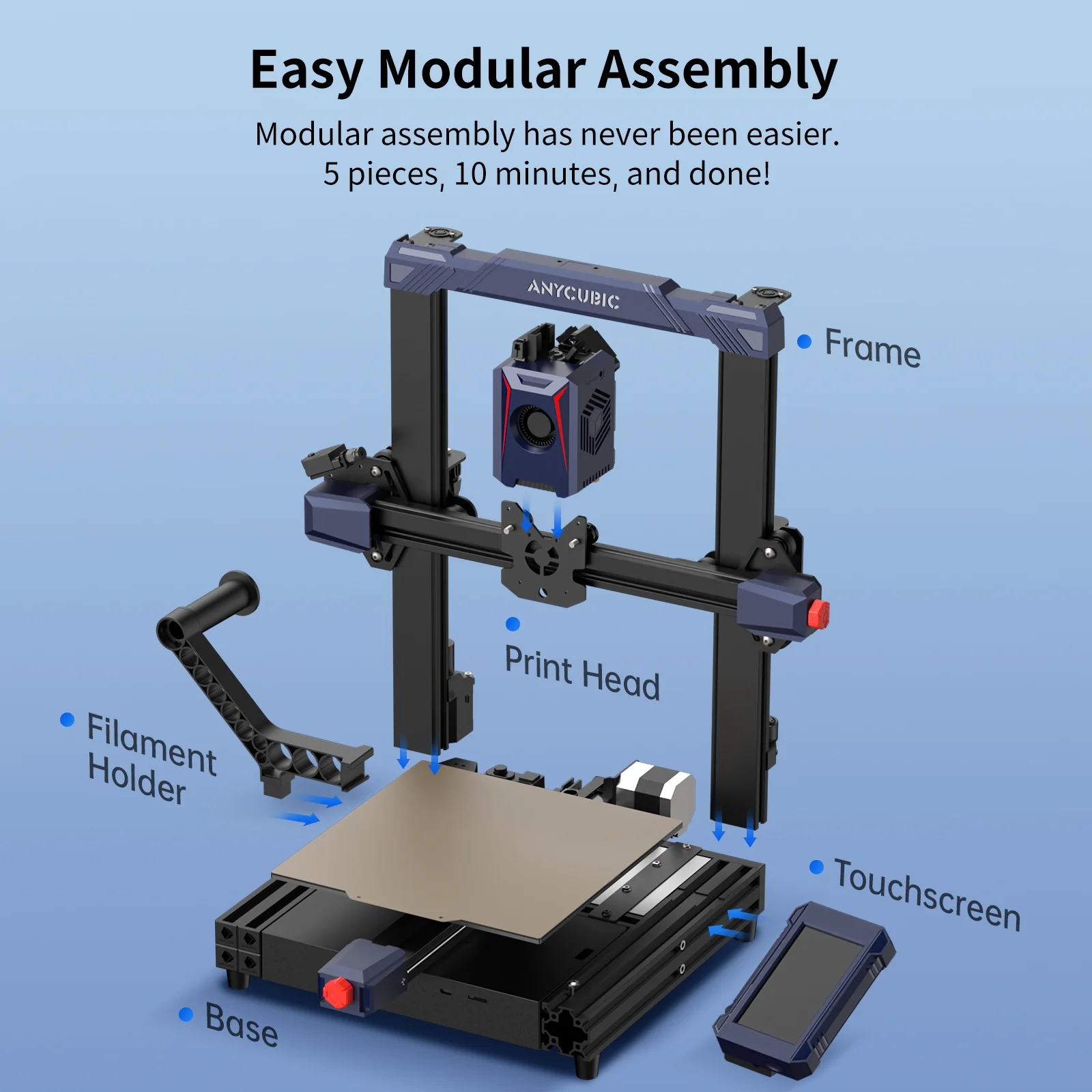 Anycubic Kobra 2 3D Printer, 6X Faster Speed Firmware Upgrades Auto Leveling Pre-Installed with Upgraded Extrusion System Efficient and Precise Delivery 8.7"x8.7"x9.84"