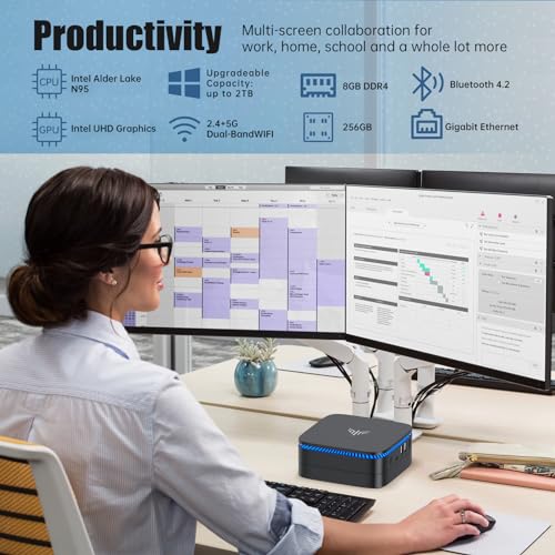 KAMRUI Mini PC, AK1 Plus, 12th Gen N95 Processor (Up to 3.4GHz), Mini Desktop Computers 16GB DDR4 1TB SSD Support 4K UHD, LAN, WiFi/BT 4.2, Micro Tower for Business, Office, Home Server