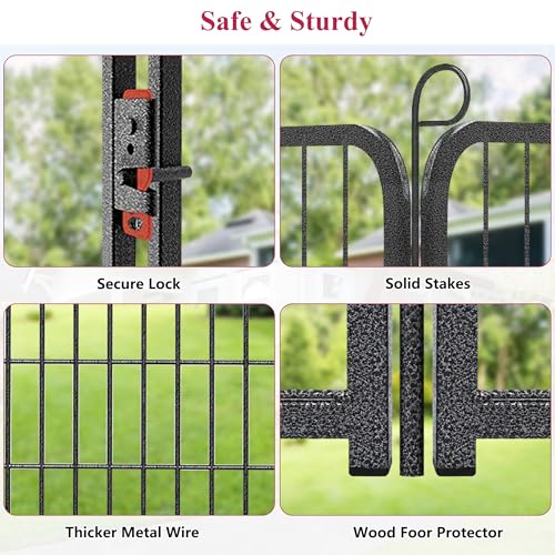 Dog Playpen, 32inch 10 Panels Outdoor Dog Fence Indoor Dog Pen Anti-Rust Pet Puppy Pen Dog Exercise Pen with Lock for Medium Small Dogs, Portable Pet Fence for Yard RV Camping