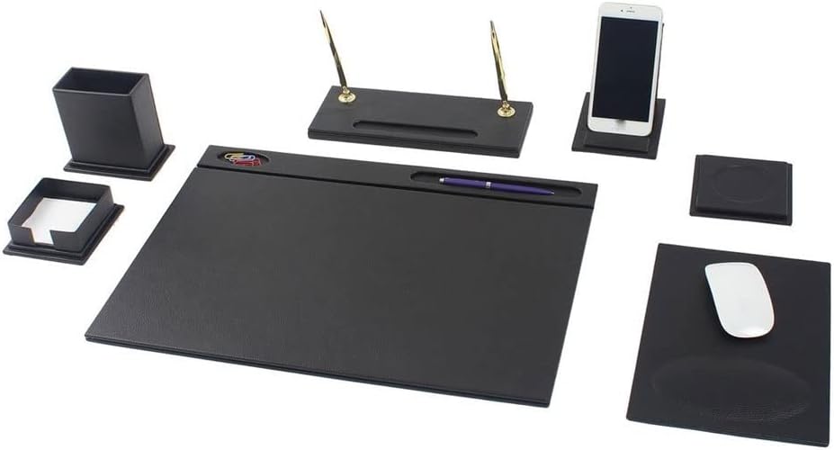 Leather 7 Pieces Desk Set Desk Organizer Office Accessories Desk Accessories Office Supplies Office