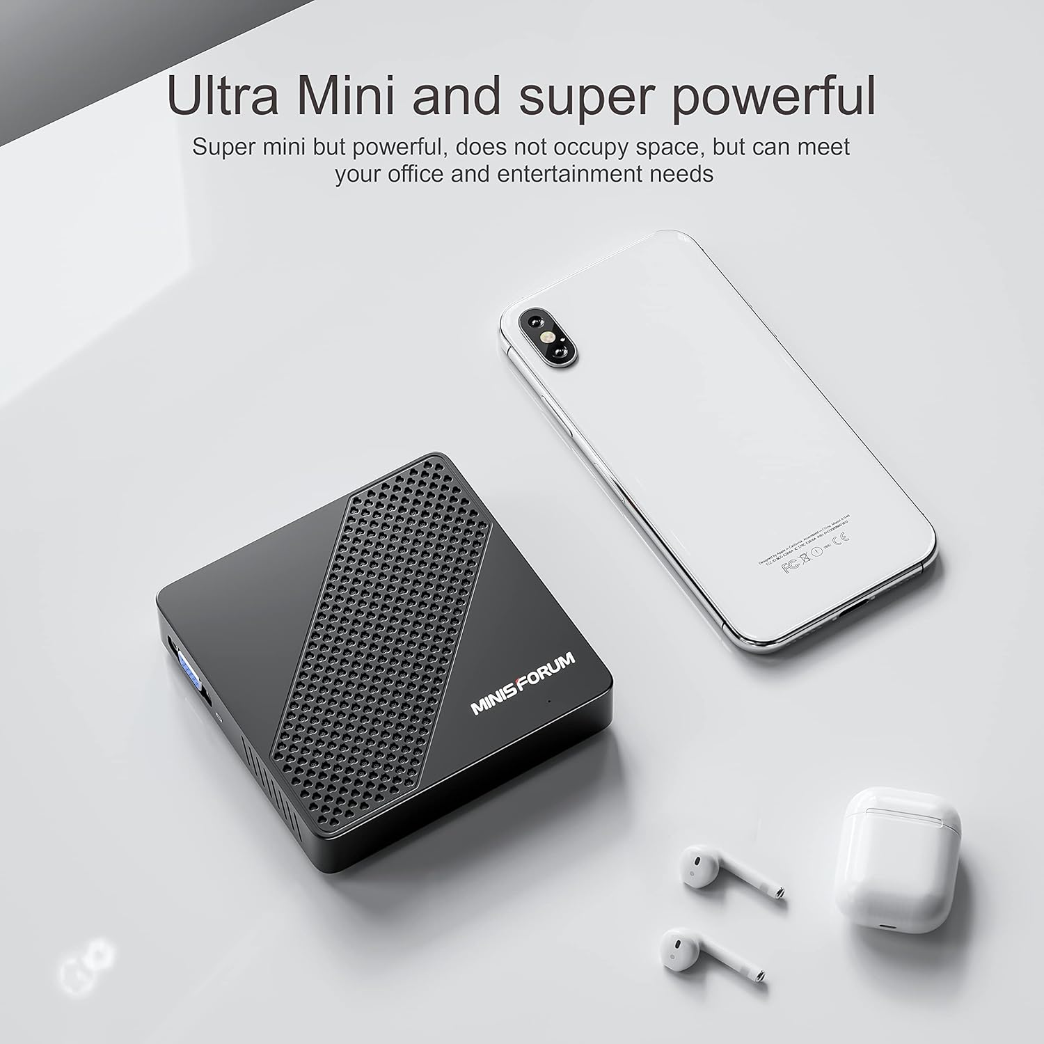 MINISFORUM N40 Mini PC Fanless Silent Desktop Computer 4GB RAM, 64GB eMMC Micro PC, Celeron N4020 up to 2.8GHz, 1000M LAN, HDMI&VGA, Support Auto Power On Mini Computer