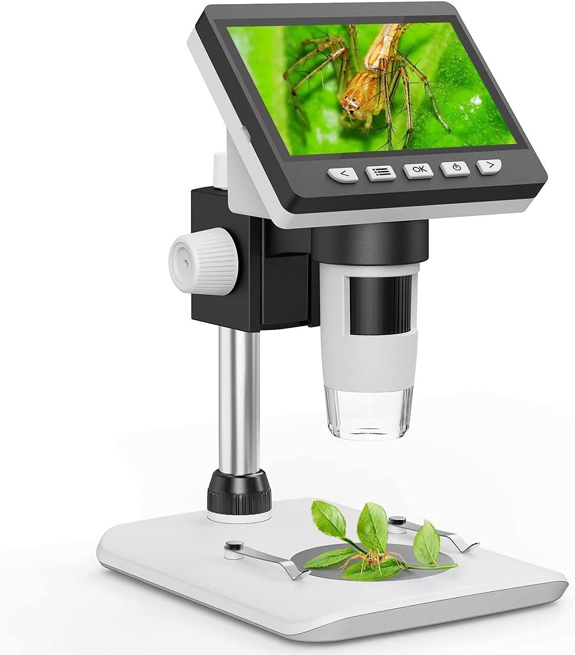 LCD Digital Microscope, SKYBASIC 4.3 inch 50X-1000X Magnification Zoom HD 2 Megapixels Compound 2600 mAh Battery USB Microscope 8 Adjustable LED Light Video Camera Microscope with 32G TF Card Pack of 2