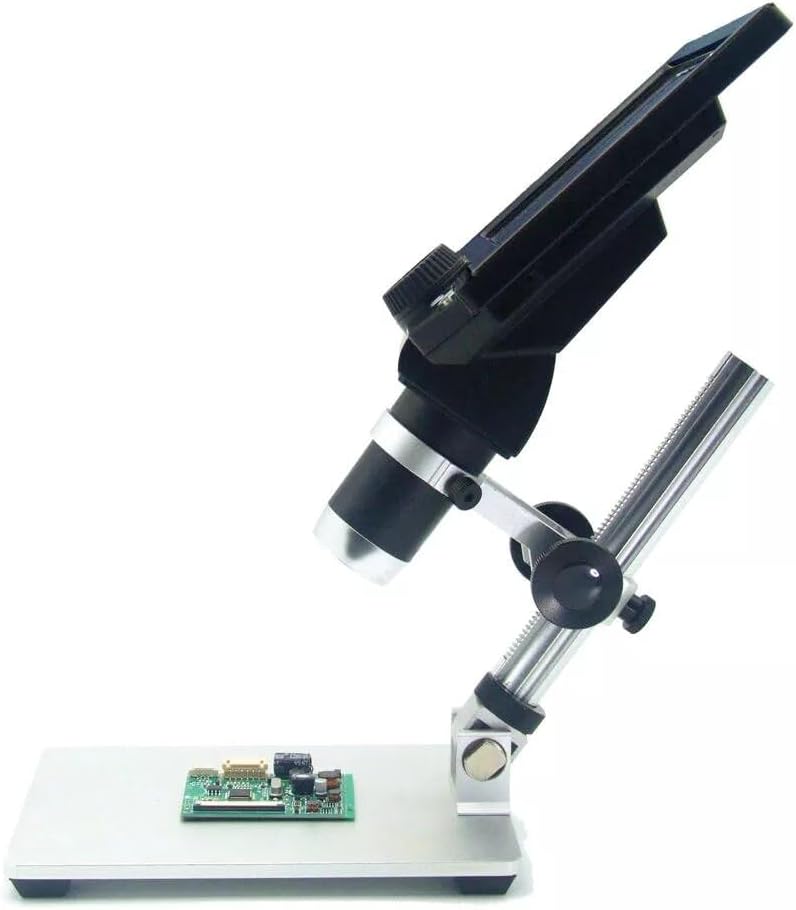 G1200 Digital Microscope 12MP 7 Inch Large Color Screen Large Base LCD Display 1-1200X Continuous Amplification Magnifier with Aluminum Alloy Stand Power Supply Version
