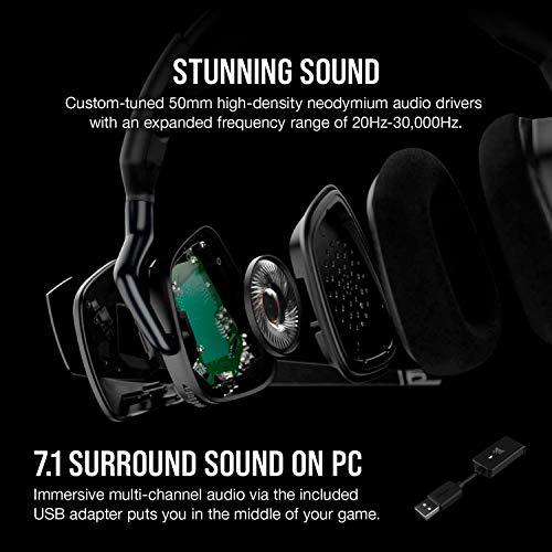 CORSAIR VOID RGB ELITE Wireless Gaming Headset – 7.1 Surround Sound – Omni-Directional Microphone – Microfiber Mesh Earpads – Up to 40ft Range – iCUE Compatible – PC, Mac, PS5, PS4 – White
