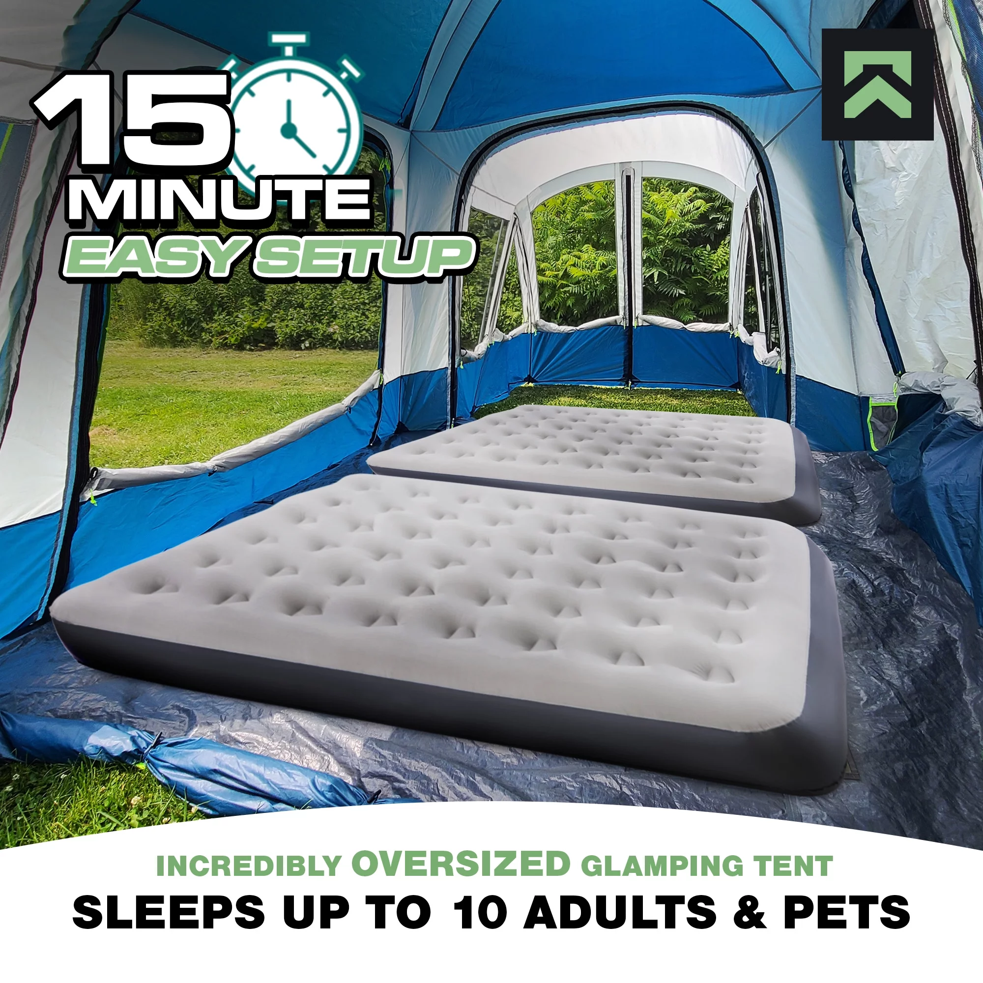 KNOX 10-Person Luxury SUV Tents for Camping, Glamping Tent, Car Tent for Family Camping, Hunting Party, Tailgate Tent Travel Outdoor, Car Camping Tent for Pets, 10'x10' Includes 2 Screen Rooms Rainfly