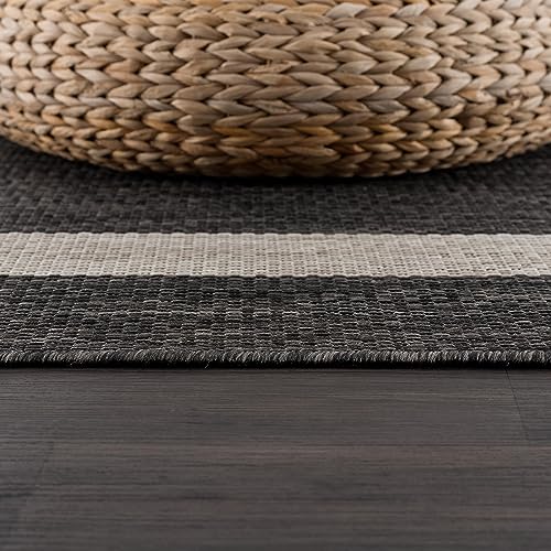 CAMILSON Outdoor Rug - Modern Area Rugs for Large Indoor and Outdoor patios, Kitchen and Hallway mats - Washable Outside Carpet (9x12, Medallion - Beige/White)