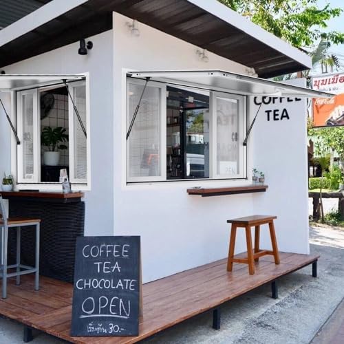 VEVOR Concession Window, 36 x 36 inch, Aluminum Alloy Food Truck Service Window with 4 Horizontal Sliding Screen Windows & Awning Door & Drag Hook, Serving Window for Food Trucks Concession Trailers
