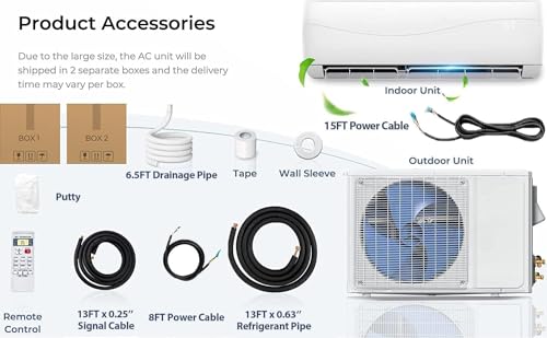 GLACER Mini AC Split-System, Ductless Air Conditioner w/Pre-Charged Condenser, White