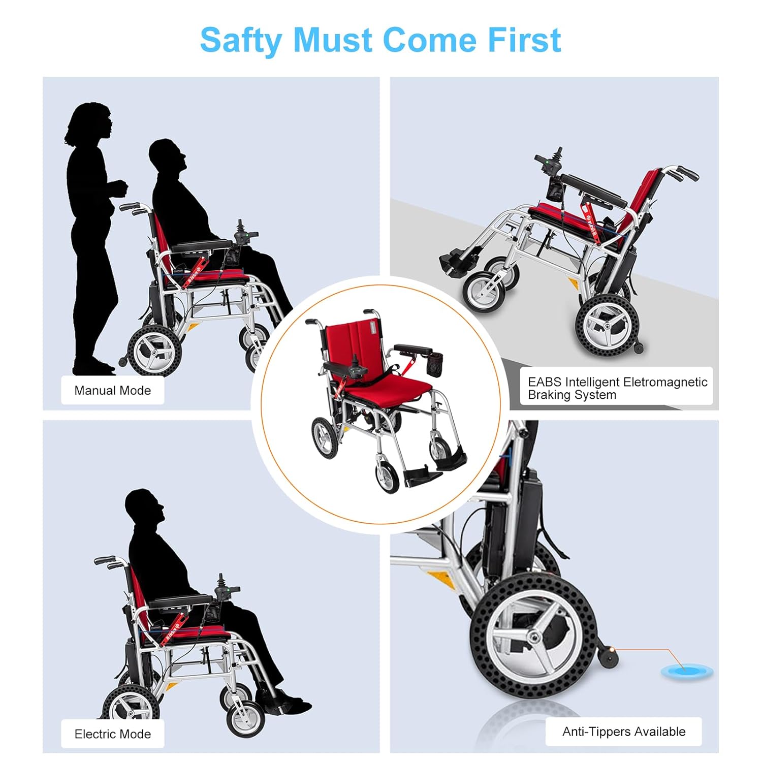 SUMELL Electric Wheelchair for Adults, Lightweight Electric Wheelchair 35lbs, Foldable Intelligent Power Wheelchairs with Flip Up Armrests and Single Battery