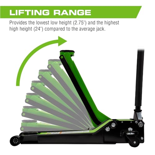 ARCAN Tools 3-Ton Quick Rise Aluminum Floor Jack with Dual Pump Pistons & Reinforced Lifting Arm (A20018_A20019)