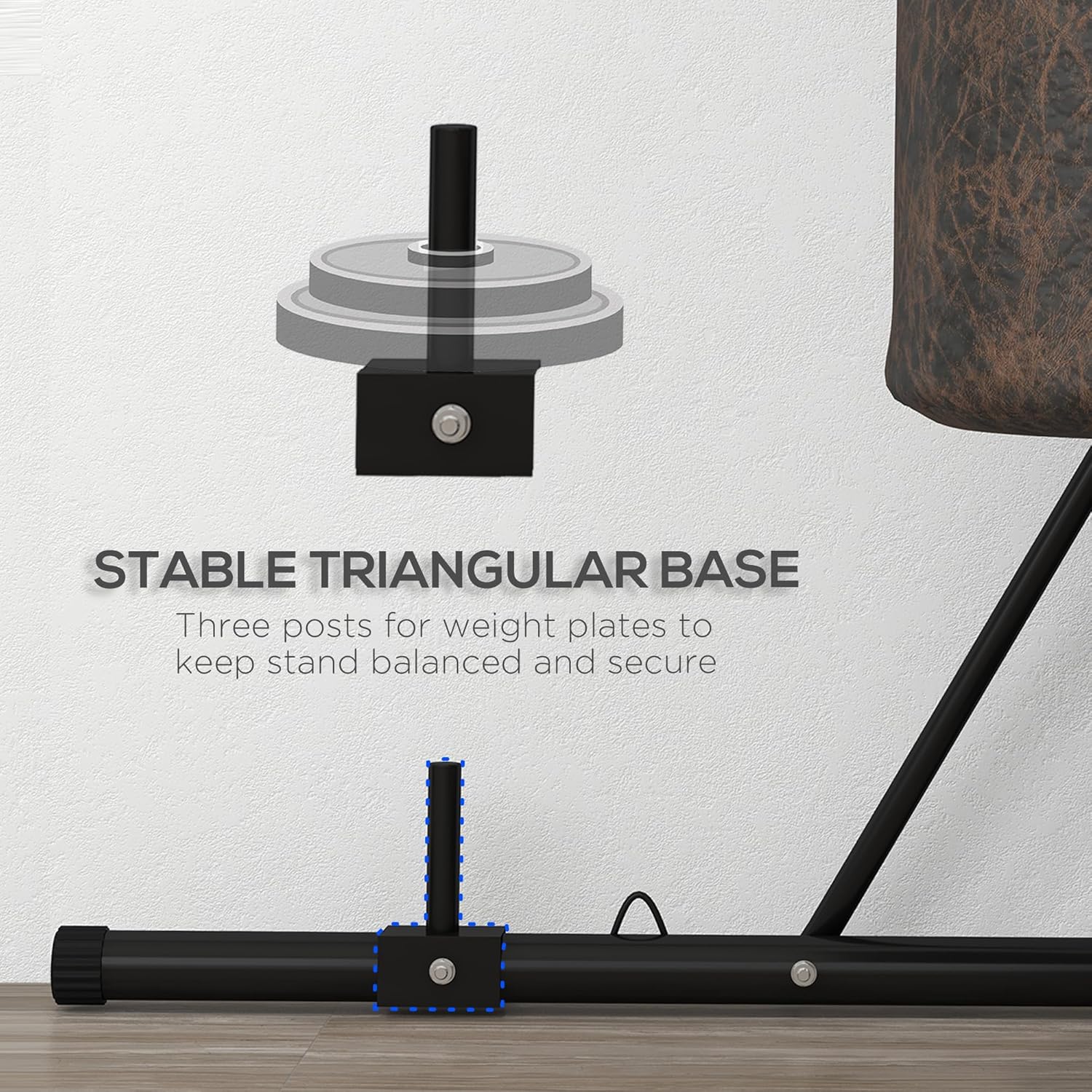 Soozier Foldable Punch Bag Stand, Height Adjustable Heavy Bag Stand with Weighted Base, Free Standing for Home Gym, Stand Only
