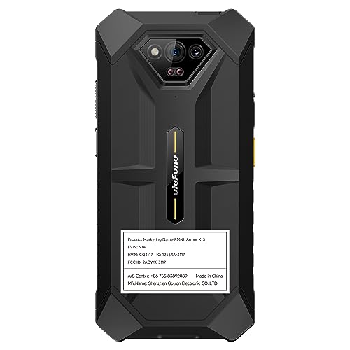 Ulefone Unlocked Rugged Phones, Armor X13 (12+64GB), 50MP Rear Camera, 24MP Night Vision Camera, Android 13 OS Rugged Smartphone, 6.52” Screen, 6320mAh, NFC, GPS, Dual 4G Mobile Phone- Black
