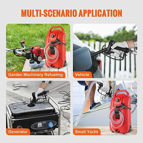 VEVOR 16 Gallon Fuel Caddy, 7.8 L/min, Portable Gas Storage Tank Container with Nozzle Rubber Wheels, Fuel Transfer Storage Tank for Gasoline Diesel Machine Oil Car Mowers Tractor Boat Motorcycle