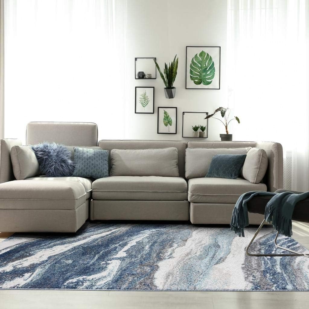 LUXE WEAVERS Lagos Collection 7983 Blue 8x10 Art Deco Area Rug
