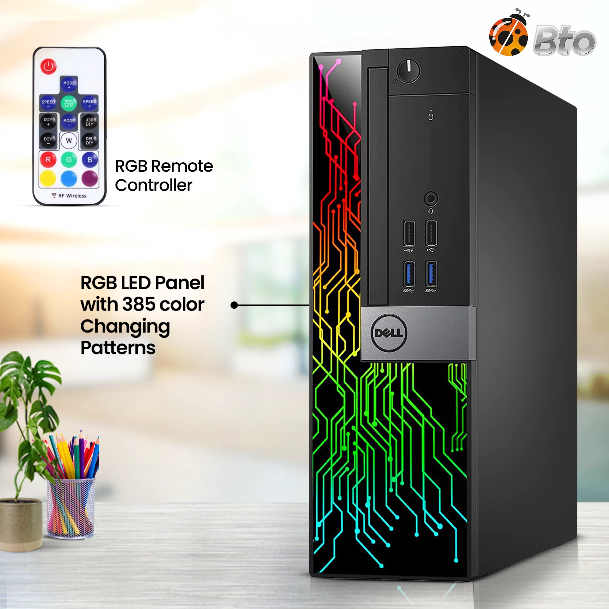 Restored Dell RGB Gaming Computer Desktop PC, Intel Core i7 6th Gen. Processor, 16GB DDR4 Ram, 256GB SSD + 1TB HDD, AMD Radeon RX 550, WiFi, BTO RGB Keyboard & Mouse, Windows 10 Pro (Renewed)