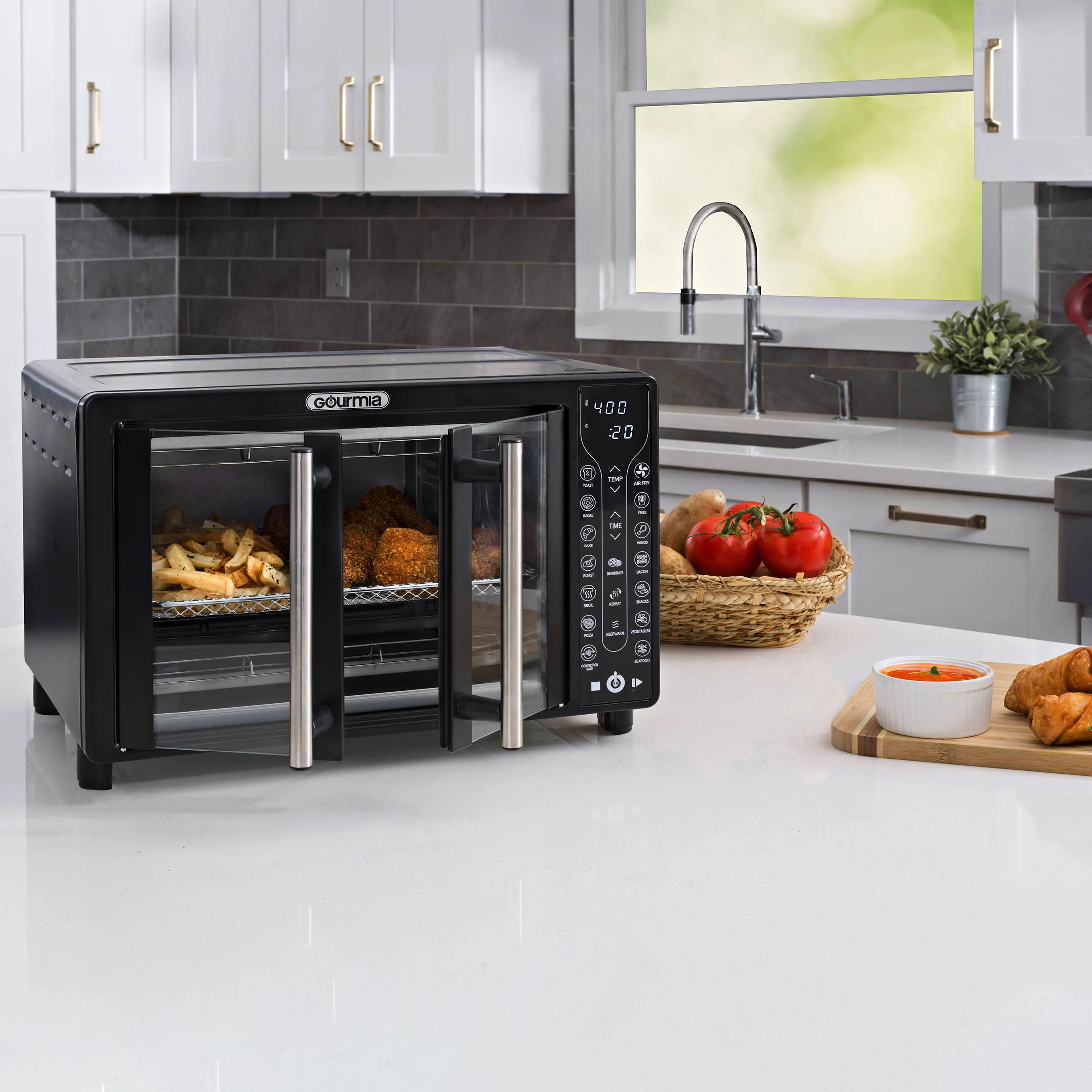 Digital French Door Air Fryer Toaster Oven, Black