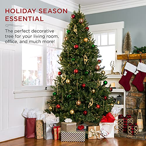 Best Choice Products 6ft Pre-Lit Hinged Douglas Full Fir Artificial Christmas Tree Holiday Decoration w/ 1,355 Branch Tips, 450 Warm White Lights, Easy Assembly, Foldable Metal Stand